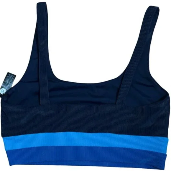 NWT Beach Riot Mackenzie-Heidi Color Block Bikini Top in Blue - Size Medium - Picture 7 of 11